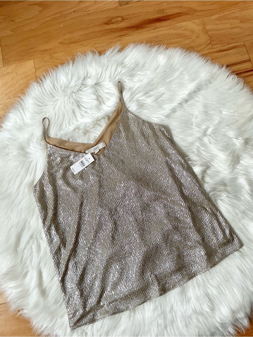 LOFT Metallic Spaghetti Strap Cami Size Small